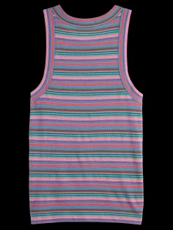 TEXTURED STRIPE RACER TANK