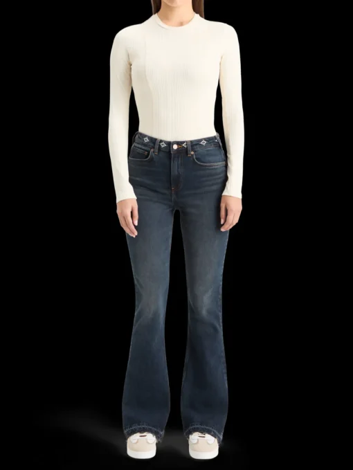 THE CHARM FLARED JEANS WITH EMBROIDERY DETAILS - ROAD  TRIP