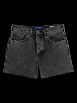 THE RAY 5 POCKET LOW RISE DENIM SHORT - WASHED BLACK
