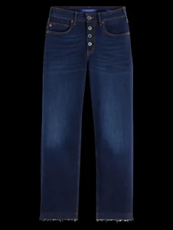THE SKY STRAIGHT JEANS WITH EXPOSED FLY  BEATEN BLUE