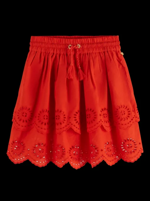 Tiered broderie anglaise skirt