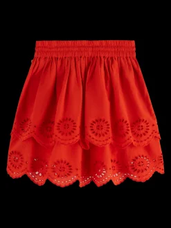 Tiered broderie anglaise skirt