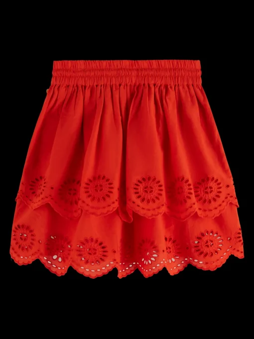 Tiered broderie anglaise skirt