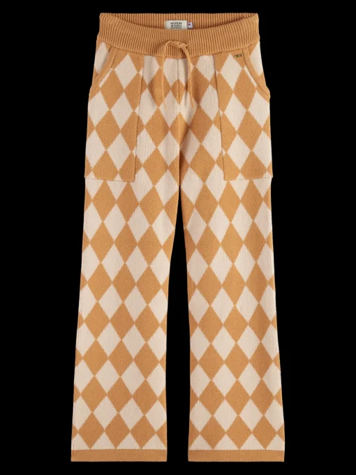 TONAL CHECKERBOARD KNITTED STRAIGHT LEG PANT