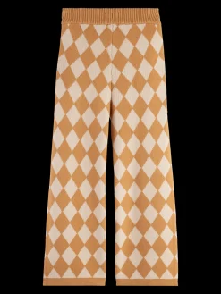 TONAL CHECKERBOARD KNITTED STRAIGHT LEG PANT