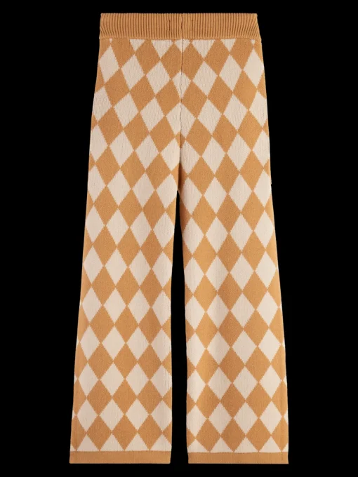 TONAL CHECKERBOARD KNITTED STRAIGHT LEG PANT