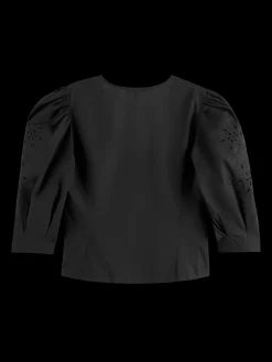 TOP WITH BRODERIE ANGLAISE SLEEVE