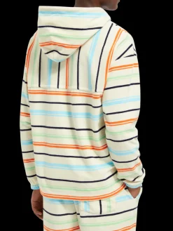 Towelling striped hoodie