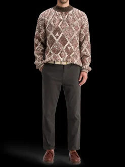 TURTLE NECK JACQUARD EXTRA DROPPED SHOULDER SWEATER