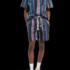 Twilt - blanket-striped cotton-twill short