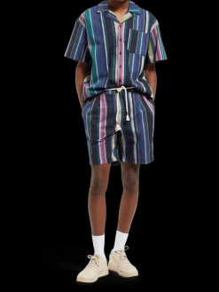 Twilt - blanket-striped cotton-twill short