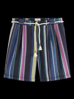 Twilt - blanket-striped cotton-twill short