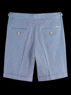 Twilt-  striped cotton-blend pleated seersucker short