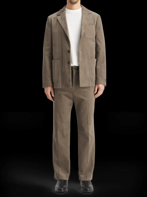 Unconstructed relaxed 3-button corduroy blazer
