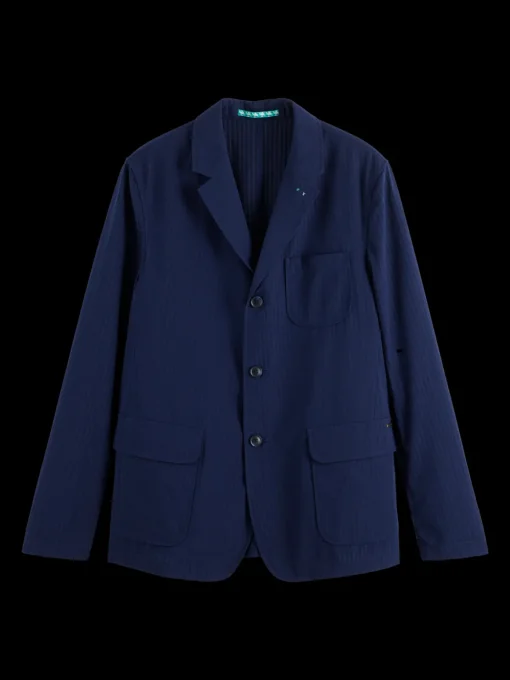 Unconstructed seersucker blazer