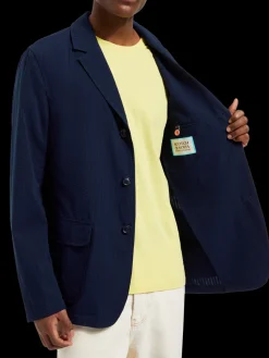 Unconstructed seersucker blazer