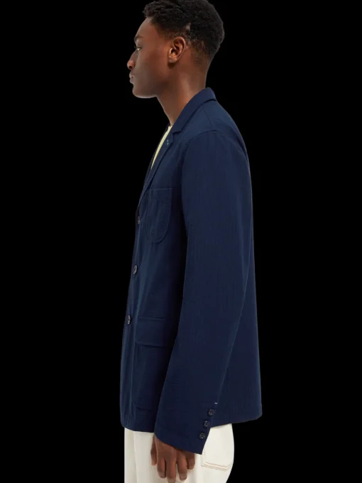 Unconstructed seersucker blazer