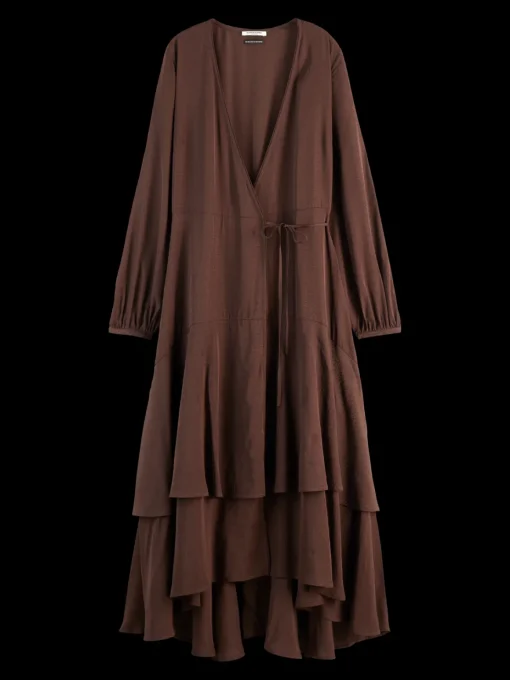 VISCOSE JACQUARD MIDI WRAP DRESS