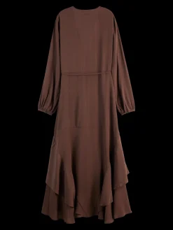 VISCOSE JACQUARD MIDI WRAP DRESS