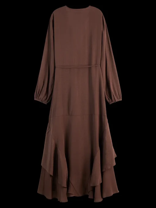 VISCOSE JACQUARD MIDI WRAP DRESS