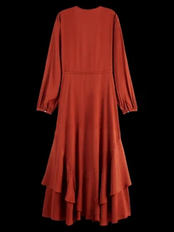 VISCOSE JACQUARD MIDI WRAP DRESS