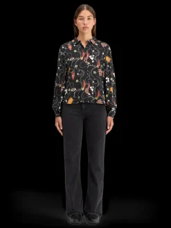 VISCOSE PRINTED BALLOON SLEEVE SHIRT