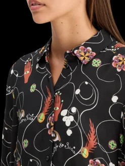 VISCOSE PRINTED BALLOON SLEEVE SHIRT