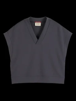 V-NECK SLEEVELESS MODAL SWEATSHIRT