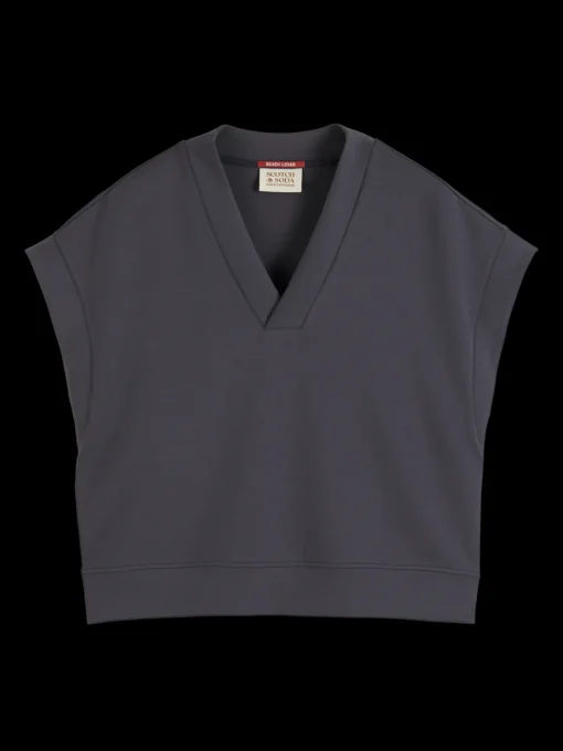V-NECK SLEEVELESS MODAL SWEATSHIRT