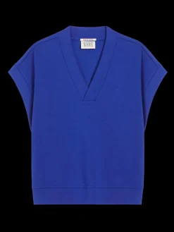 V-NECK SLEEVELESS MODAL SWEATSHIRT