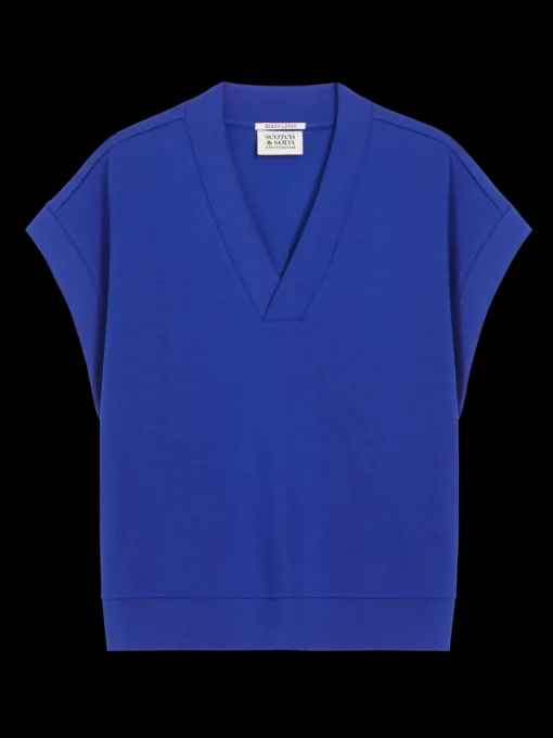 V-NECK SLEEVELESS MODAL SWEATSHIRT