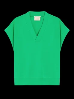 V-NECK SLEEVELESS MODAL SWEATSHIRT