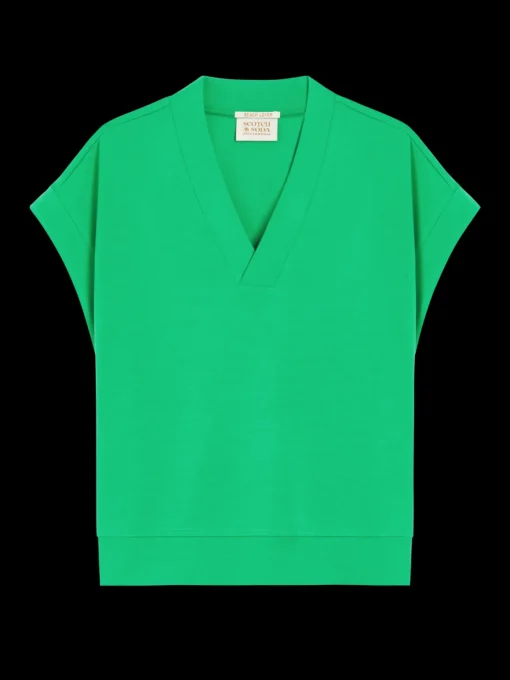 V-NECK SLEEVELESS MODAL SWEATSHIRT