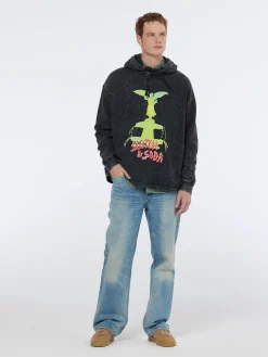 Washed artwork relaxed fit hoodie