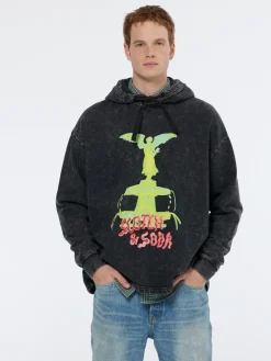 Washed artwork relaxed fit hoodie