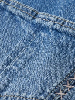 WASHED DENIM DUNGAREE WITH WIDE LEG- DREAMCATCHER