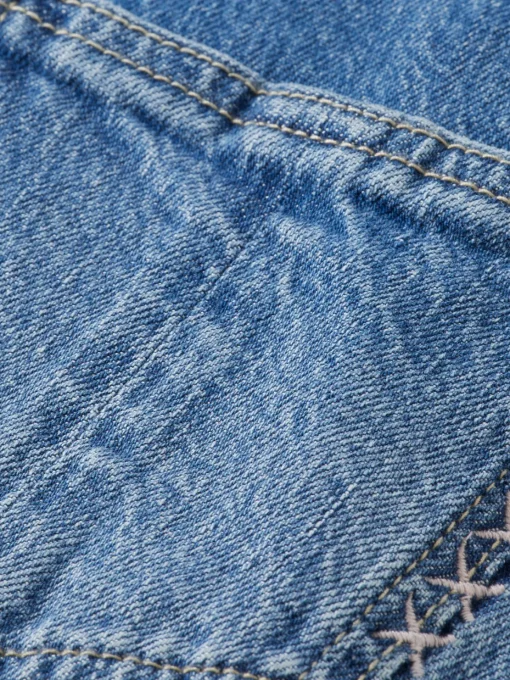 WASHED DENIM DUNGAREE WITH WIDE LEG- DREAMCATCHER