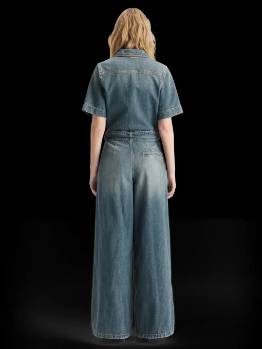 Washed denim workwear jumpsuit