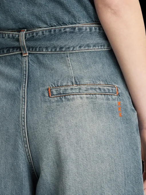 Washed denim workwear jumpsuit
