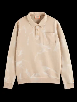 Washed polo collar sweatshirt