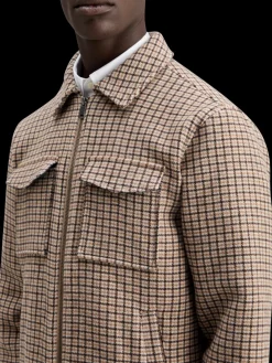 Wool blend zip-thru overshirt
