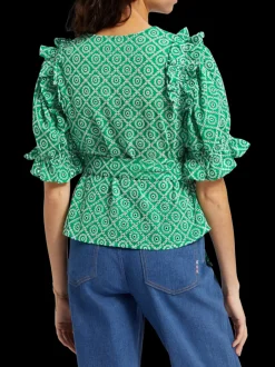 WRAP TOP WITH BRODERIE ANGLAISE