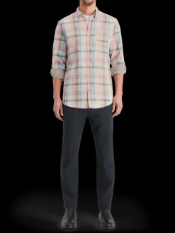 Yarn dye check roll up shirt