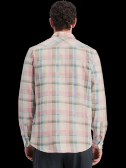 Yarn dye check roll up shirt