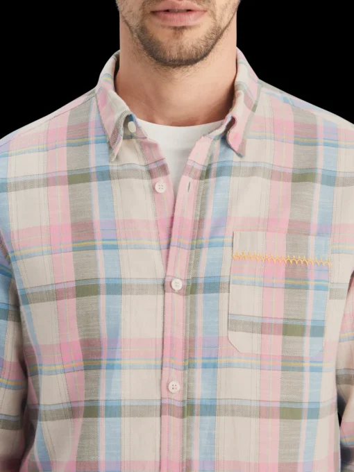 Yarn dye check roll up shirt