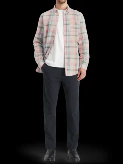 Yarn dye check roll up shirt