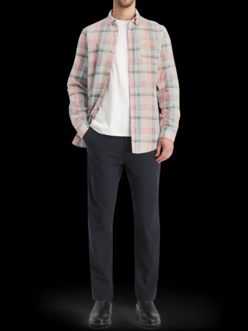 Yarn dye check roll up shirt