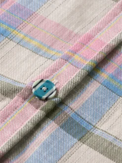 Yarn dye check roll up shirt