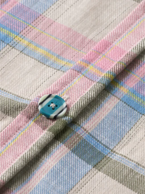 Yarn dye check roll up shirt
