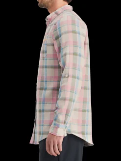 Yarn dye check roll up shirt